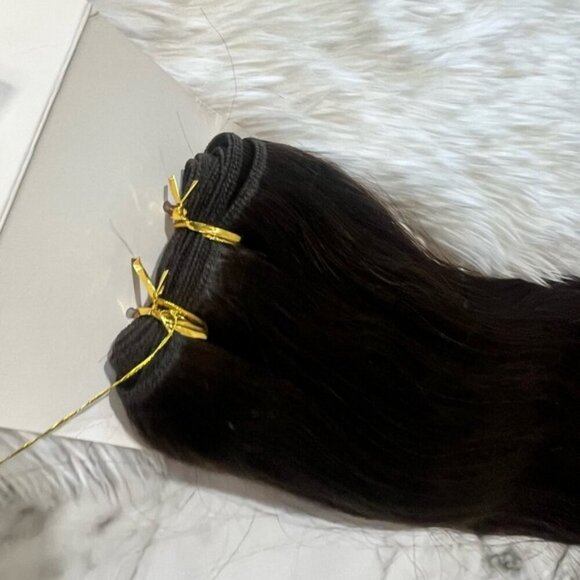 #2 Dark Brown 100% Human hair Extensions 18 Inch Long - Picture 2 of 8